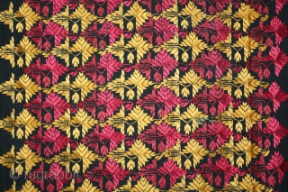 Indigo Phulkari From East(Punjab)India Called As Phulkari. Floss Silk on Hand Spun Cotton khaddar Cloth. Extremely Fine Phulkari.(DSC050921)).               