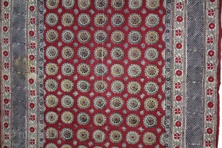 Masnad Wood Block, Mordant- and Resist-Dyed Khadi Cotton, From Gujarat India.C.1900.(DSL05030).                      