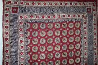 Masnad Wood Block, Mordant- and Resist-Dyed Khadi Cotton, From Gujarat India.C.1900.(DSL05030).                      