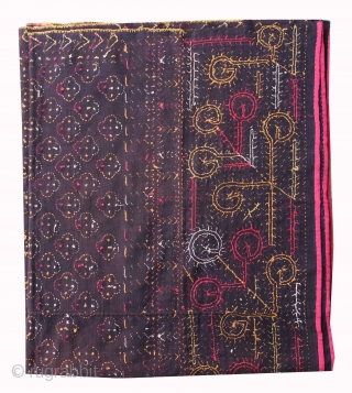 Vintage Indigo Phulkari From East(Punjab)India Called As Mughal Buti phulkari.Proper Bhatinda District of Punjab India.Rare Design.Extremely Fine Phulkari.(DSC01460).               