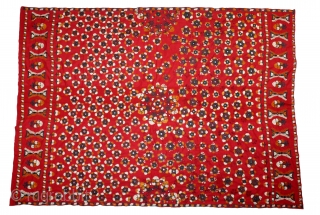 Abochhini Wedding Shawl (Women) From Sindh Pakistan India.C.1900. Silk Embroidery on the Cotton. Its size is 150cm X 206cm.(DSL03950).              