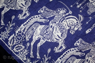 Manchester Roller Print of(Jhansi Ki Rani) Yardage From Manchester England made for Indian Market.C.1900. Roller Printed on Cotton. Its size is W-109cm L-440cm.(DSC05690).          