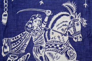 Manchester Roller Print of(Jhansi Ki Rani) Yardage From Manchester England made for Indian Market.C.1900. Roller Printed on Cotton. Its size is W-109cm L-440cm.(DSC05690).          