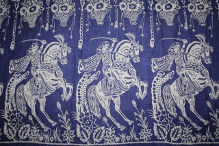 Manchester Roller Print of(Jhansi Ki Rani) Yardage From Manchester England made for Indian Market.C.1900. Roller Printed on Cotton. Its size is W-109cm L-440cm.(DSC05690).          