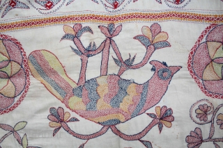 Vintage Kantha embroidery with cotton thread Kantha Probably From East Bengal(Bangladesh)Region India.C.1900.Its size is 96cm x 118cm.(DSL02090).                