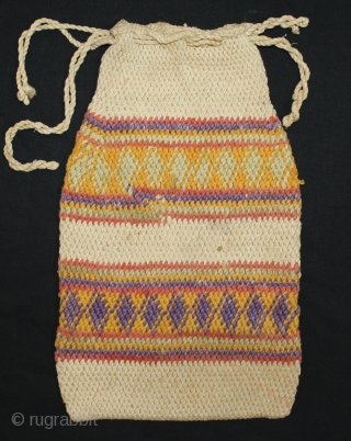 Cotton Hand Knotted Bag, used as a Coin bag and it is Called Ashrafi bag.Form Rajasthan India.Circa 1900.Vegetables color are used in it.(DSL02600).          