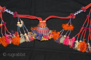 Rare Camel Necklace Decoration From Rajasthan India.C.1900.On Cotton and Vegetable Colour.Used on the Special Occasions.Its size is length 95cm.(DSL03330).              