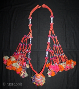 Rare Camel Necklace Decoration From Rajasthan India.C.1900.On Cotton and Vegetable Colour.Used on the Special Occasions.Its size is length 95cm.(DSL03330).              