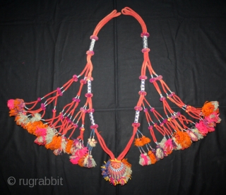 Rare Camel Necklace Decoration From Rajasthan India.C.1900.On Cotton and Vegetable Colour.Used on the Special Occasions.Its size is length 95cm.(DSL03330).              