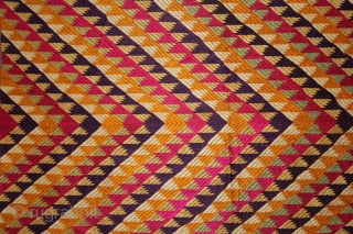 Phulkari From West(Pakistan)Punjab India Called As Panchrangi Lahariya Design. Beautiful colour Combination of Panchrangi (Five Coloured One) Bagh. Floss Silk on Hand Spun Cotton khaddar Cloth.(DSL03980).       