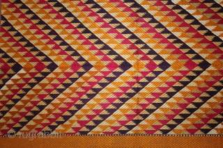 Phulkari From West(Pakistan)Punjab India Called As Panchrangi Lahariya Design. Beautiful colour Combination of Panchrangi (Five Coloured One) Bagh. Floss Silk on Hand Spun Cotton khaddar Cloth.(DSL03980).       