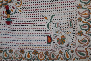 Kantha Quilted Embroidery with cotton thread Kantha Probably Jessore District,East Bengal(Bangladesh)region.India.C.1900.Its size is 82cm x 104cm.(DSL03990).
                 