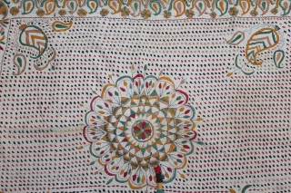 Kantha Quilted Embroidery with cotton thread Kantha Probably Jessore District,East Bengal(Bangladesh)region.India.C.1900.Its size is 82cm x 104cm.(DSL03990).
                 