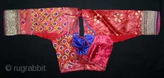 Women’s Blouse (Choli) Mochi Embroidery Chain Stich Silk Embroidery on Silk From Ahir Community Kutch Gujarat India.Circa 1900.(DSL03350).               