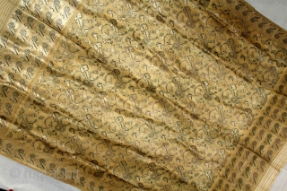 Old Real Zari Cream Dupatta From Banaras India. Dupatta in Cream by pure Silk Fabric.Made to order for some Royal Rajput Family of Rajasthan India.Its size is 152cm X 196cm.Perfect Condition.(DSC01550New).  