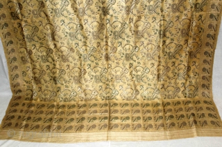 Old Real Zari Cream Dupatta From Banaras India. Dupatta in Cream by pure Silk Fabric.Made to order for some Royal Rajput Family of Rajasthan India.Its size is 152cm X 196cm.Perfect Condition.(DSC01550New).  