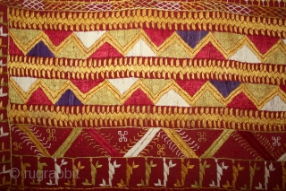 Phulkari from East(Punjab) India Called As Mor Pankh Design phulkari. One of the rare design in Indian Phulkari.(DSL02120)               