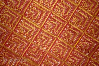 Phulkari from East(Punjab) India Called As Mor Pankh Design phulkari. One of the rare design in Indian Phulkari.(DSL02120)               