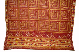 Phulkari from East(Punjab) India Called As Mor Pankh Design phulkari. One of the rare design in Indian Phulkari.(DSL02120)               