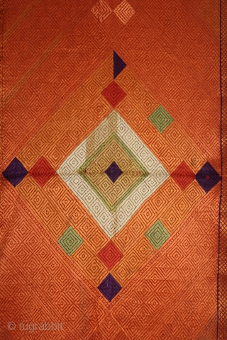 Phulkari From West (Pakistan)Punjab India Called As Vari-Da-Bagh.Rare Design Ghunghat.Floss Silk on Hand Spun Cotton khaddar.This bagh was gifted to the bride by her in-laws when she was entering their house, her  ...