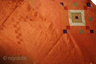 Phulkari From West (Pakistan)Punjab India Called As Vari-Da-Bagh.Rare Design Ghunghat.Floss Silk on Hand Spun Cotton khaddar.This bagh was gifted to the bride by her in-laws when she was entering their house, her  ...