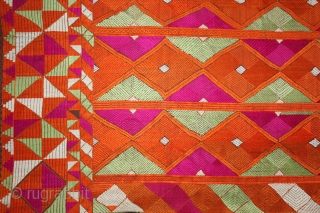 Phulkari from East (Punjab) India Called As Barfi Bagh.Very Rare Pattern.Extremely Fine Phulkari. Mind Condition.(DSL02640).                  