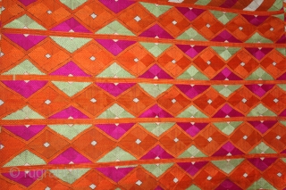 Phulkari from East (Punjab) India Called As Barfi Bagh.Very Rare Pattern.Extremely Fine Phulkari. Mind Condition.(DSL02640).                  