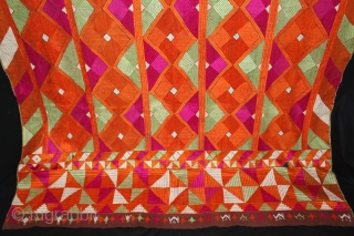 Phulkari from East (Punjab) India Called As Barfi Bagh.Very Rare Pattern.Extremely Fine Phulkari. Mind Condition.(DSL02640).                  