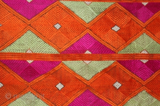 Phulkari from East (Punjab) India Called As Barfi Bagh.Very Rare Pattern.Extremely Fine Phulkari. Mind Condition.(DSL02640).                  