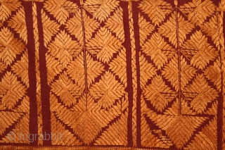 Phulkari From West(Pakistan)Punjab India Called As Chand Bagh.C.1900.Floss Silk on Hand Spun Cotton khaddar Cloth.(DSE04060).                  