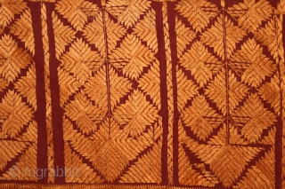 Phulkari From West(Pakistan)Punjab India Called As Chand Bagh.C.1900.Floss Silk on Hand Spun Cotton khaddar Cloth.(DSE04060).                  