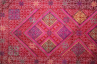Embroidered Pillow-Cover Swat Valley From (Pakistan) India.Early 20th Century.Embroidered with Floss Silk on Hand Spun Cotton.Its size is 39cm X 92cm.(DSL03440).            