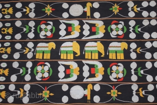 Naga Man’s Shawl from Manipur region India. Manipur for use by Eastern Angami Nagas,C.1930.Cotton embroidered with floss silk. Its size is W-117cm x L-190cm.(DSL05290).         