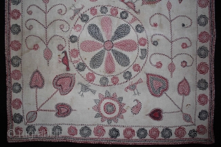 Vintage Kantha embroidery with cotton thread Kantha Probably From East Bengal(Bangladesh)Region India.C.1900.Its size is 66cm x 67cm.(DSL02140).                