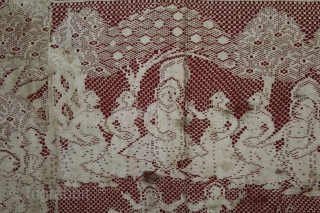 Pichwai of Cotton Lace Net,of Raas From Germany,Made for Indian Market C.1900.Its size is 75cm x 80cm.(DSLE05310).                