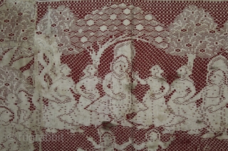 Pichwai of Cotton Lace Net,of Raas From Germany,Made for Indian Market C.1900.Its size is 75cm x 80cm.(DSL05310).                