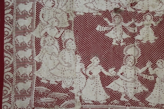 Pichwai of Cotton Lace Net,of Raas From Germany,Made for Indian Market C.1900.Its size is 75cm x 80cm.(DSL05310).                