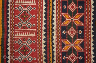 Camel Decoration Flatwoven Textile from Thar Desert Region near Jaisalmer Rajesthan India or Sind Area Pakistan.It was used festive such as weddings Occasions .Its size is W-86cm x L-140cm.(DSL02700).    