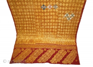 Vari-Da-Bagh From West (Pakistan) Punjab India Called As Vari-Da-Bagh.C.1900. Very Rare Different Design of Pallu and Different colour Nazar Buti. Floss Silk on Hand Spun Cotton khaddar Cloth. Its size is 128cm  ...