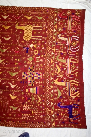 Folk Sainchi Phulkari From East(Punjab) India.Circa 1900.Hand Spun Cotton khaddar Cloth.(DSC05790).                      