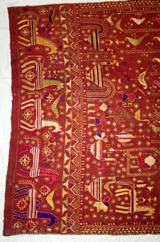 Folk Sainchi Phulkari From East(Punjab) India.Circa 1900.Hand Spun Cotton khaddar Cloth.(DSC05790).                      