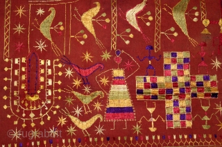 Folk Sainchi Phulkari From East(Punjab) India.Circa 1900.Hand Spun Cotton khaddar Cloth.(DSC05790).                      