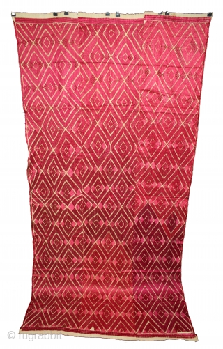 Thirma Phulkari From West(Pakistan)Punjab India Called As Thirma (Sheesha)Design Bagh.C.1900.Floss Silk on Hand Spun Cotton khaddar Cloth.Its size is W-120cm X L-242cm.(DSL04140).           