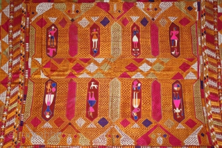 Phulkari From East (Punjab) India Called As Darshan Darwaja Phulkari.Floss Silk on Hand Spun Cotton khaddar Cloth. Its size is 146cm X 242cm.(DSL05330).          
