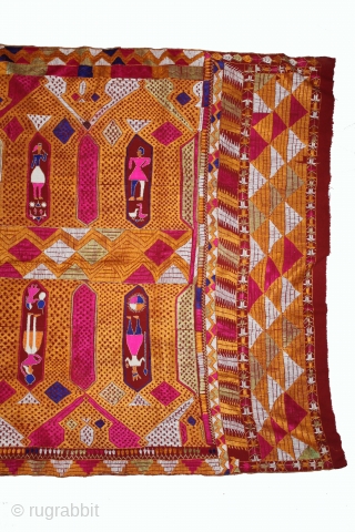 Phulkari From East (Punjab) India Called As Darshan Darwaja Phulkari.Floss Silk on Hand Spun Cotton khaddar Cloth. Its size is 146cm X 242cm.(DSL05330).          