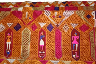 Phulkari From East (Punjab) India Called As Darshan Darwaja Phulkari.Floss Silk on Hand Spun Cotton khaddar Cloth. Its size is 146cm X 242cm.(DSL05330).          