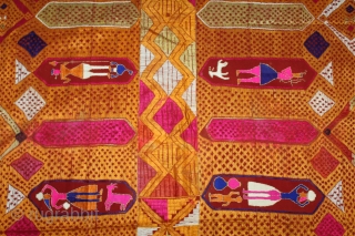 Phulkari From East (Punjab) India Called As Darshan Darwaja Phulkari.Floss Silk on Hand Spun Cotton khaddar Cloth. Its size is 146cm X 242cm.(DSL05330).          