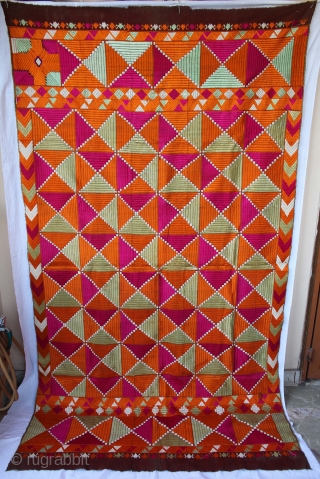 Vintage Phulkari From East (India) Punjab India Called As Bagh.Very rare influence of Design with Beautiful Colour combination.Perfect condition.(DSC00730).              