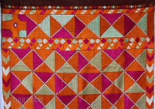 Vintage Phulkari From East (India) Punjab India Called As Bagh.Very rare influence of Design with Beautiful Colour combination.Perfect condition.(DSC00730).              