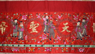 Antique Chinese Hand Embroidered With Gold Metals and Silk threads c1925.Its size is 170cmX51cm.(DSC00780).                   